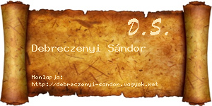 Debreczenyi Sándor névjegykártya